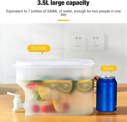 Vista 3 de 2 tetera fría con grifo en el refrigerador, dispensador de bebidas heladas, dispensador de bebidas con espita, leche, dispensador de limonada