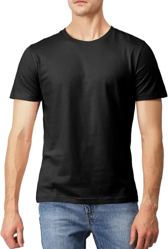 Vista 2 de H2H Camisetas para hombre - Pack de varias unidades, diseño simple, manga corta, ajuste delgado, mezcla de algodón (cuello en V/cuello redondo)