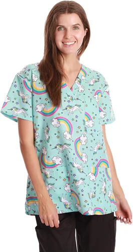 Vista 15 de Just Love - Tops de trabajo festivos para mujer Aqua - Luna y estrellas