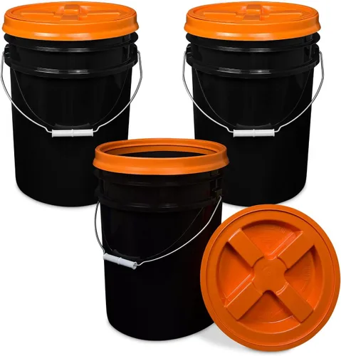 Vista 61 de ePackageSupply - Cubo de 5 galones, grado alimenticio, sin BPA, color negro y negro, 1 unidad Negro/Negro