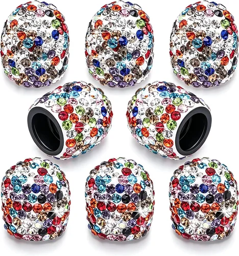 Vista 32 de 4 tapas de válvula de vástago de neumático de diamantes de cristal brillante, a prueba de polvo, tapas universales para válvulas de neumáticos