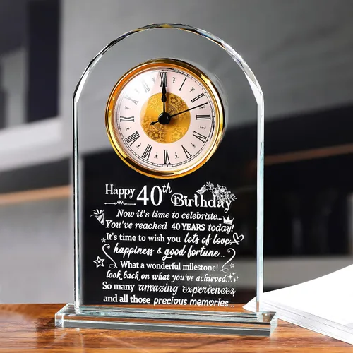 Vista 19 de Ornalrist Reloj de cristal de feliz cumpleaños 70 para mujeres, hombres, recuerdo de cumpleaños de 70 años para mamá, papá, padres, decoración