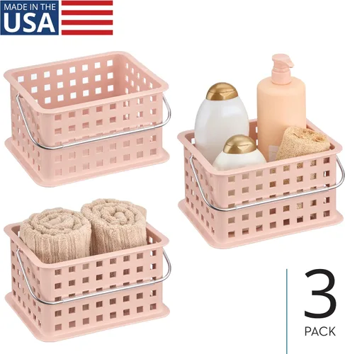 Vista 2 de iDesign - Organizador de ducha pequeño con asa, organizador de ducha portátil para dormitorio o baño, paquete de 3, color rosa