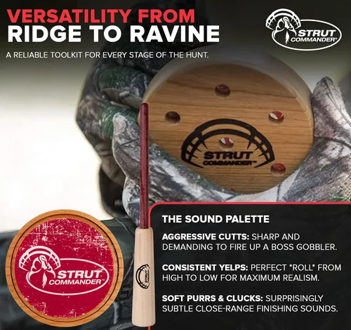 Vista 4 de STRUT COMMANDER Ole Scratch Slate y Cherry Turkey Pot Call