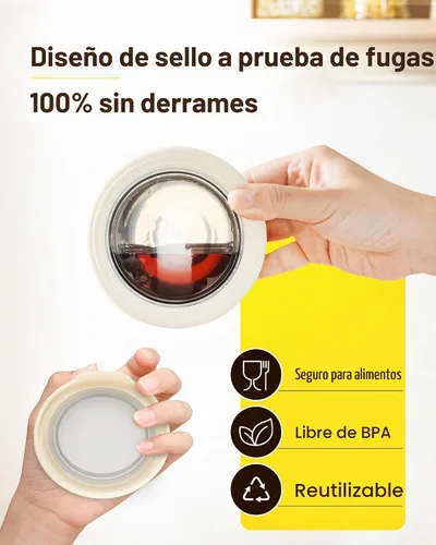 Vista 2 de Recipiente de aderezo de ensalada de acero inoxidable Lille Home, recipientes pequeños a prueba de fugas con tapas, beige Small Food Storage