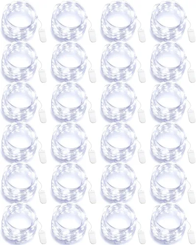 Vista 9 de Riakrum 25 luces LED de 10 pies con 30 luces LED a granel, color blanco cálido, impermeable, pequeñas luces LED parpadeantes para tarro estrellado