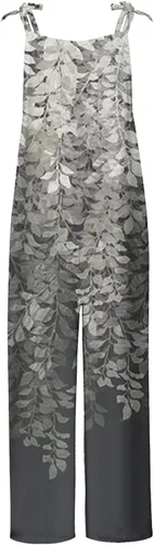 Vista 4 de Cafuvv Monos para mujer elegantes florales teñido anudado mamelucos largos mangas espalda estampado holgado mameluco