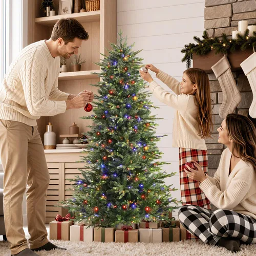 Vista 9 de SHareconn 4ft Prelit Artificial Aspen Christmas Tree with Remote Control 17 Modes & 330 Warm White & Multicolor Lights, 1869 PE & PVC Tips Full Xmas
