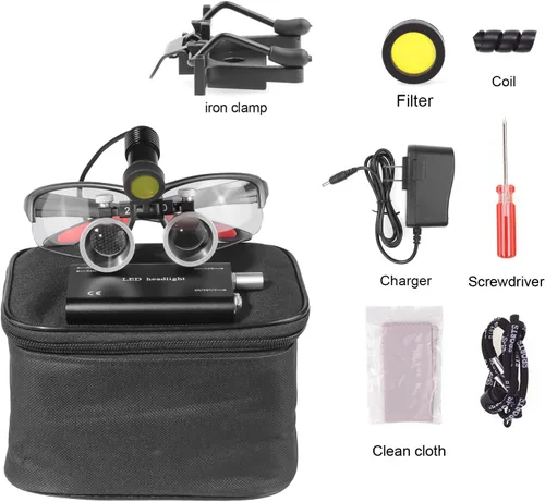 Vista 8 de Lupa binocular 2.5X con lupa de cabeza de 5 W, foco ajustable, marco mate (negro)