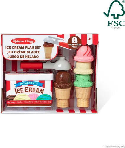 Vista 10 de Melissa & Doug Juego de helado Scoop and Stack, juguetes magnéticos de madera y accesorios de cocina, juguetes de aprendizaje preescolar para niñas