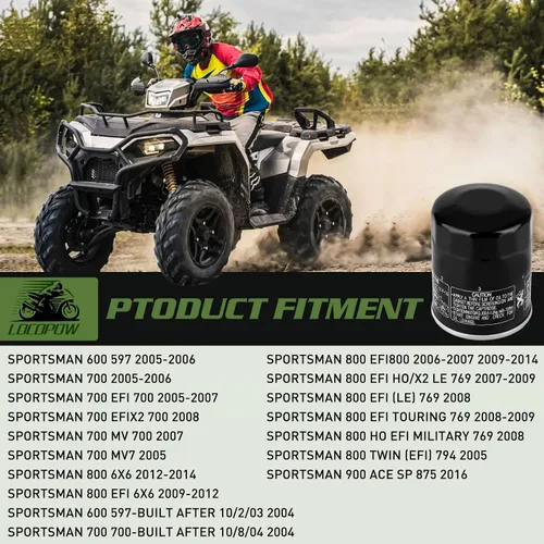 Vista 6 de LOCOPOW Filtro de aceite 2540086 2540122 para Polaris Ranger570 700 800 900 1000 2004-2018 Ranger XP 1000 900 800 700 RZR 800 900 Sportsman 800 700