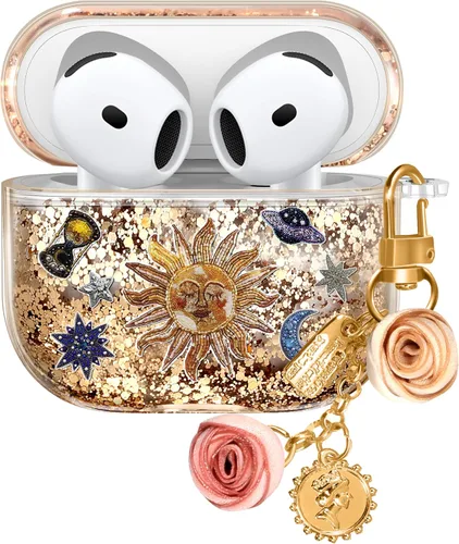 Vista 15 de para Airpods de 2ª/1ª Generación - Estuche Quicksand Liquid Kawaii Lindo Mujer Niña Mujeres Chispeante Brillante Bling Resplandor Adorable Elegante