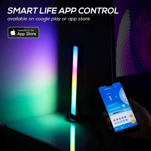 Vista 6 de GOOZY 2 barras de luz RGB inteligentes lámpara LED con múltiples efectos de iluminación y modos de música para juegos luz de estado de ánimo PC