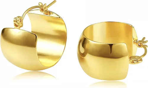 Vista 14 de Aretes de aro gruesos de oro para mujer, chapados en oro de 14 quilates, aretes de aro triple, hipoalergénicos, a la moda, aretes de aro gruesos