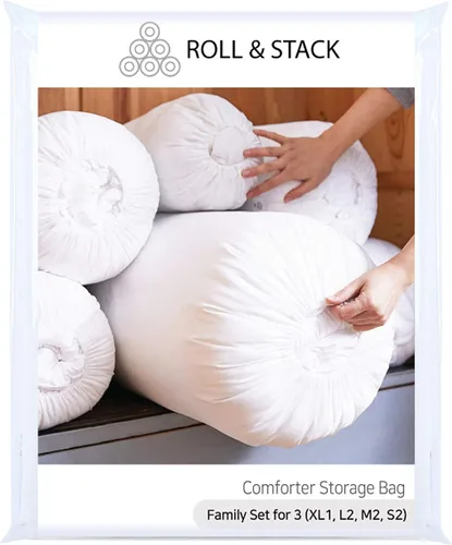 Vista 15 de Roll&Stack - Organizador de bolsas de almacenamiento, S (20 L) x 2, rosa, perfecto para edredones, mantas, ropa de cama, ropa voluminosa y chaquetas