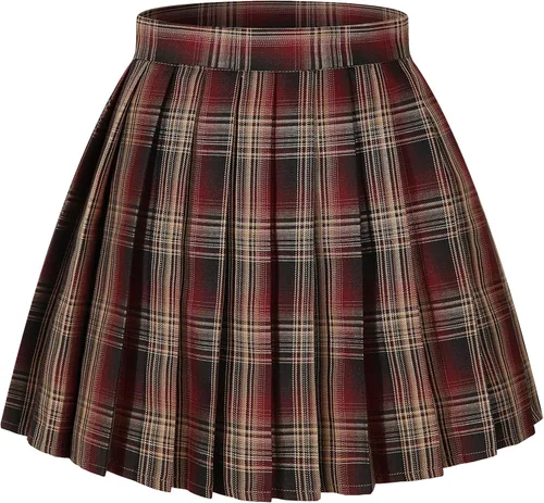 Vista 12 de Faldas plisadas a cuadros de cintura alta para mujeres y niñas, talla grande, uniforme escolar, mini disfraces de cosplay