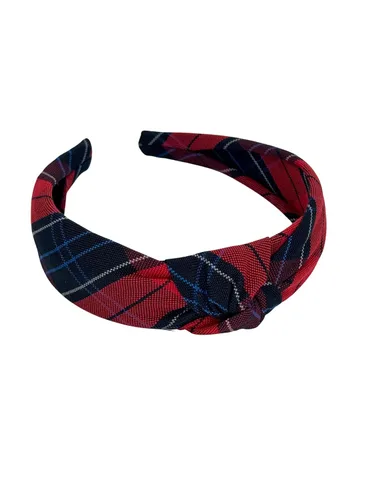Vista 4 de Diadema anudada de 1.25 pulgadas, uniforme escolar, a cuadros, acolchada, con nudo en la parte superior, diadema de uniforme (cuadros 120)