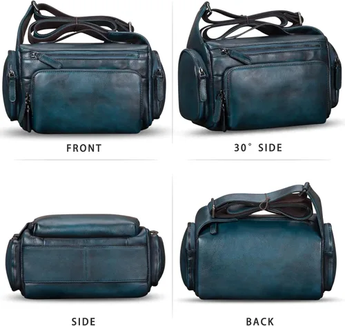 Vista 4 de IVTG Bolso de mensajero de cuero genuino para hombre, bolso cruzado para el hombro, mochila informal para el trabajo, negocios