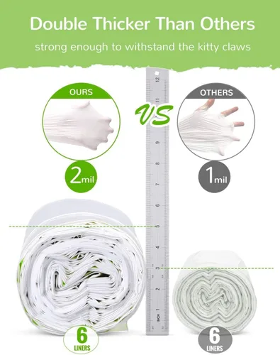 Vista 3 de Litter Box Liners - Bolsas de arena para gatos jumbo y biodegradables, 100 unidades, duraderas y sin perfume, grandes para adaptarse a cualquier pala