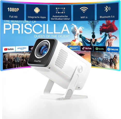 Vista 10 de [2000 ANSI y enfoque automático] Mini proyector inteligente negro con WiFi y Bluetooth, proyector de película XuanPad 4K compatible, proyector