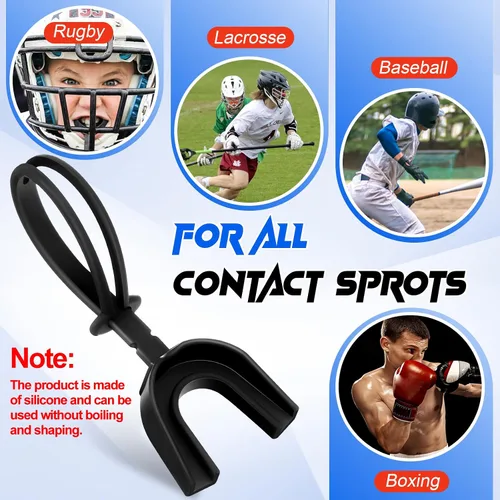 Vista 3 de Copkim 50 protectores bucales con correa, protector bucal de fútbol suave para fútbol, boxeo, baloncesto, hockey, lacrosse, lucha libre, rugby, 50