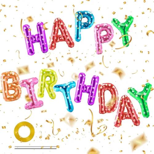 Vista 31 de CANREVEL Cartel de feliz cumpleaños, 13 letras de papel de aluminio de Mylar de 16 pulgadas, decoraciones de fiesta de cumpleaños para niños