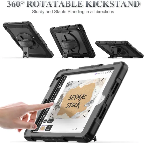 Vista 3 de SEYMAC stock Funda para iPad de 6ª / 5ª Generación Funda/Air 2 / Pro de 9.7 pulgadas, Protección Resistente con Protector de Pantalla, con Soporte