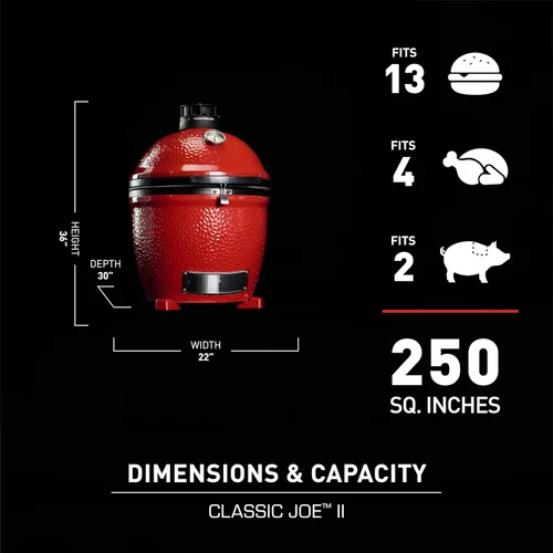 Vista 4 de Kamado Joe Classic Joe Series II - Parrilla de carbón de cerámica independiente de 18 pulgadas y ahumador con bisagra AirLift, ventilación superior
