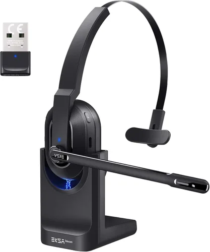 Vista 9 de EKSA H27 Auriculares USB para computadora con micrófono para trabajo, auriculares de PC con micrófono de cancelación de ruido, auriculares con cable