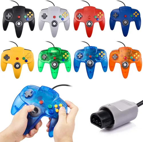 Vista 7 de miadore 4 Pack Classic N64 Controller, Wired Classic N64 Gamepad with Upgraded Joystick(Non PC USB Version) (BlackGrayRedBlue)