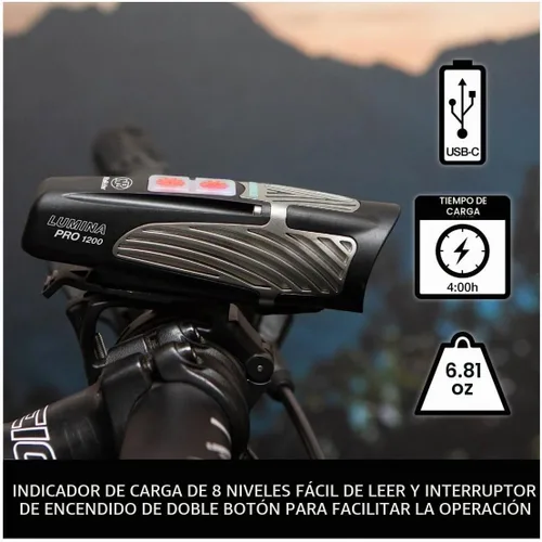 Vista 4 de NiteRider Lumina Pro 1200 + Vmax+ 150 Juego de luces para bicicleta USB-C recargable para bicicleta faros delanteros y traseros LED Combo IP64