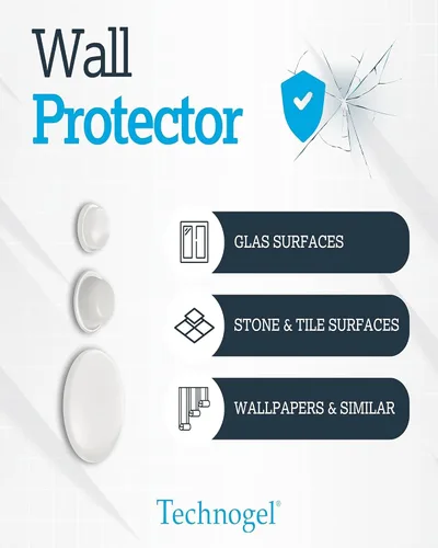 Vista 4 de Technogel Protector – Topes de puerta transparentes para despegar y pegar, protectores de suelo para patas de silla, almohadillas de parachoques que