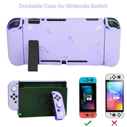 Vista 4 de GUTIAL Accessories Kit for Nintendo Switch - Purple Cute Accessories Bundle Girly Style Pack for girls with Travel Carrying Case and Protective
