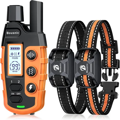 Vista 8 de Bousnic Collar de entrenamiento con choque para perros, para 2 perros (2.3-54.4 kg) - Collar de entrenamiento impermeable de 1005 m (3300 pies)