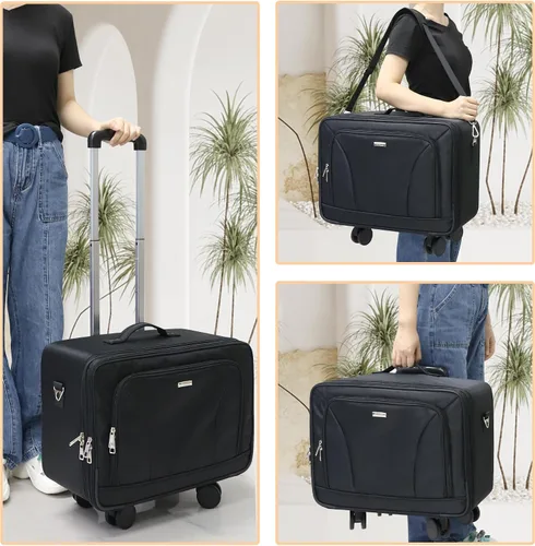 Vista 6 de MONSTINA Estuche de tren de maquillaje rodante, estuche de cosmetología sobre ruedas, bolsa de maquillaje para artista, cosméticos profesionales