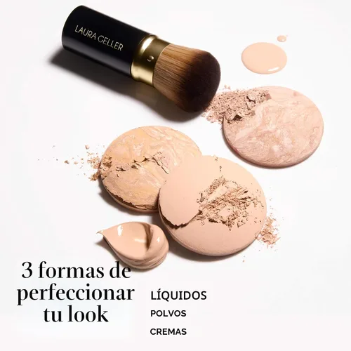 Vista 3 de LAURA GELLER NEW YORK - Brocha retráctil con mango de aluminio Kabuki, para todo el maquillaje facial y base para maquillaje facial líquido, crema