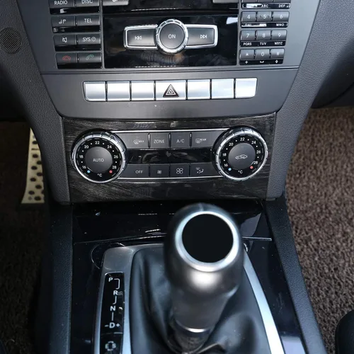 Vista 3 de YIWANG Marco de perilla de control central de ABS cromado para Mercedes Benz Clase C W204 2011-2014 Accesorios de automóvil (grano de madera negra)