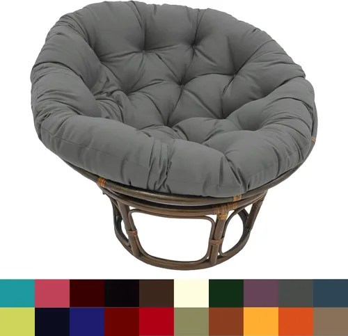 Vista 5 de International Caravan Furniture Piece - Silla Papasan de ratán de 42 pulgadas con cojín de sarga sólida