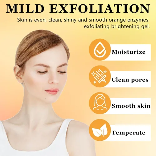 Vista 3 de Charunee Gel exfoliante de enzimas naranjas para cara y cuerpo, gel blanqueador exfoliante naranja, para exfoliante facial, hidratante, limpieza