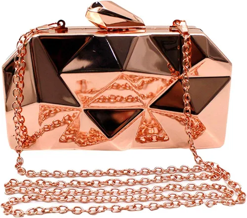 Vista 25 de Reberomantic - Bolso de mano para mujer con patrón de celosía, geométrico, con cadena, tipo clutch para la noche