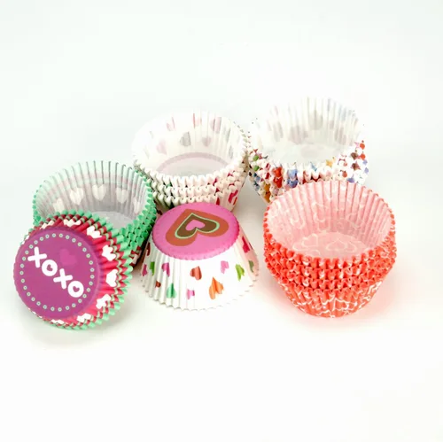 Vista 2 de BinaryABC Forros para cupcakes de corazón, decoración de pasteles para el día de la madre, suministros de fiesta, suministros de horneado de boda