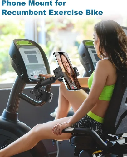 Vista 3 de Soporte de teléfono para bicicleta estática reclinada, se adapta a teléfonos inteligentes de 4 a 7 pulgadas Durable aluminum arm with a secure