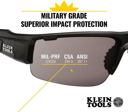 Vista 2 de KLEIN TOOLS 60162 Gafas de seguridad, gafas protectoras profesionales de EPP con semicarco, resistentes a los arañazos y antiniebla, lentes grises
