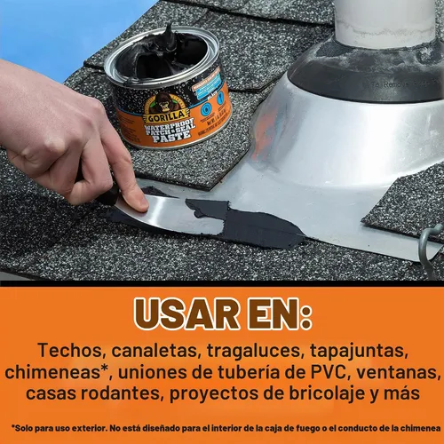 Vista 4 de [Usado] GORILLA - Pasta selladora de goma impermeable para parche y sellado, negra, lata de 1 libra (paquete de 1)