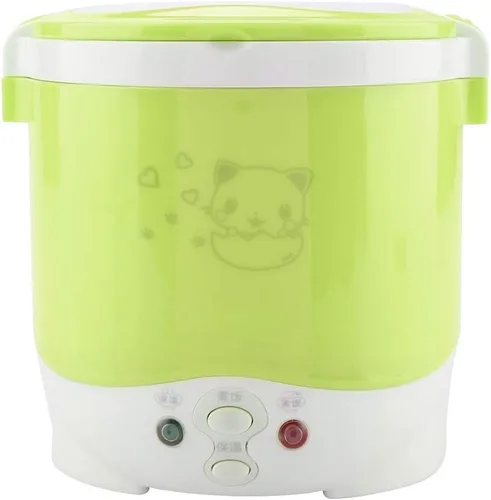 Vista 5 de Mini olla de arroz eléctrica de 1 litro, olla arrocera de 12 V y 100 W, vaporizador de alimentos para automóviles, para arroz, gachas de avena