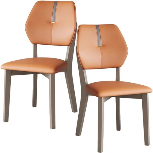 Vista 14 de YVYKFZD Solid Wood Dining Chairs Set, Leather Dining Room Chair, Armless Kitchen Chairs with Back, Upholstered Living Room Chair, for Bedroom Dark