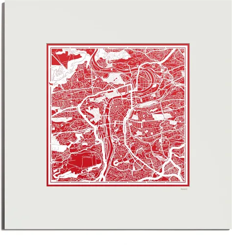 Vista 6 de O3 Design Studio Mapa de corte de papel de París, color negro mate, 20 x 20 pulgadas, arte en papel