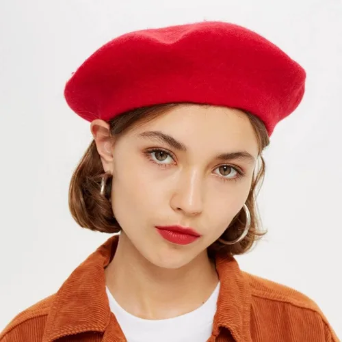 Vista 61 de Boina de lana francesa para mujer, gorra de invierno clásica de color sólido