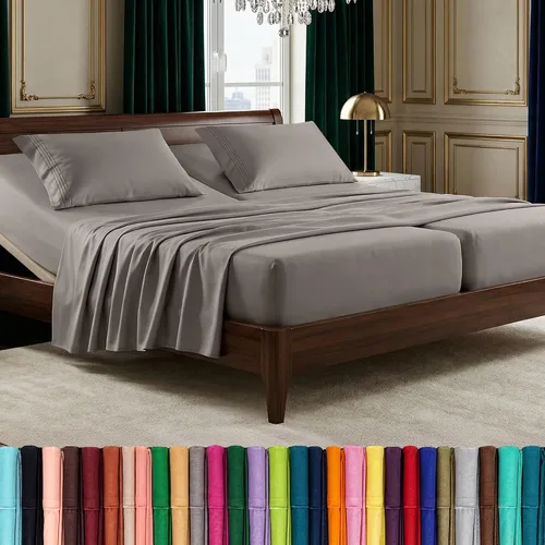 Vista 28 de Elegant Comfort Lujoso juego de sábanas de microfibra de alta calidad 1500 hoteleras bordadas de tres líneas más suaves de 4 piezas, resistente a