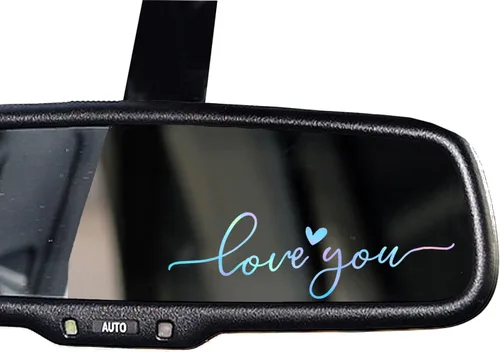 Vista 24 de 2 calcomanías con el texto “Buckle Up” para espejo retrovisor, calcomanía de vinilo divertida y bonita para el auto